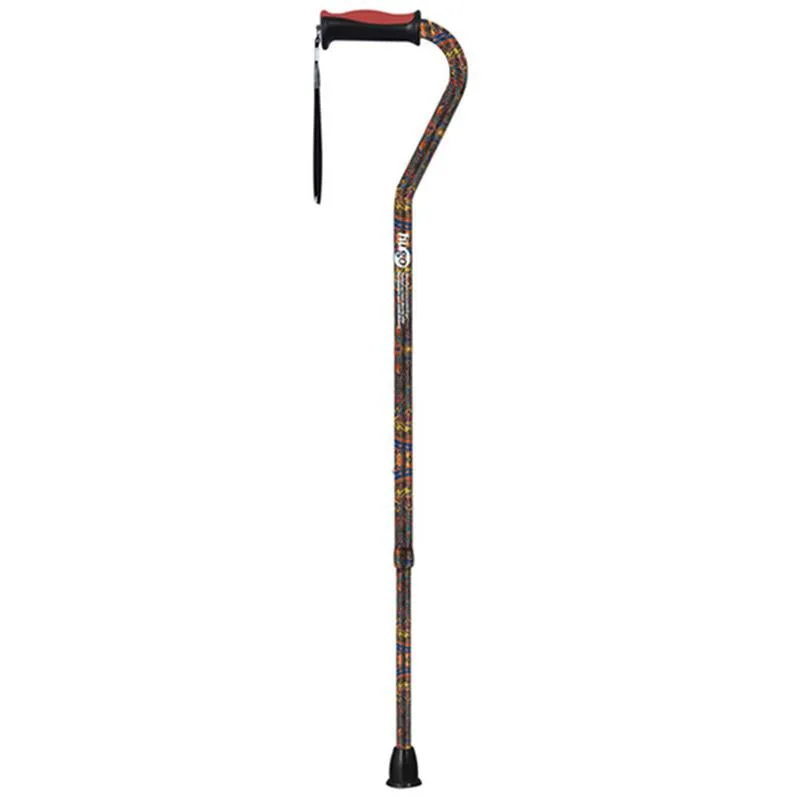 Adjustable Offset Handle Cane with Reflective Strap - 1 Each