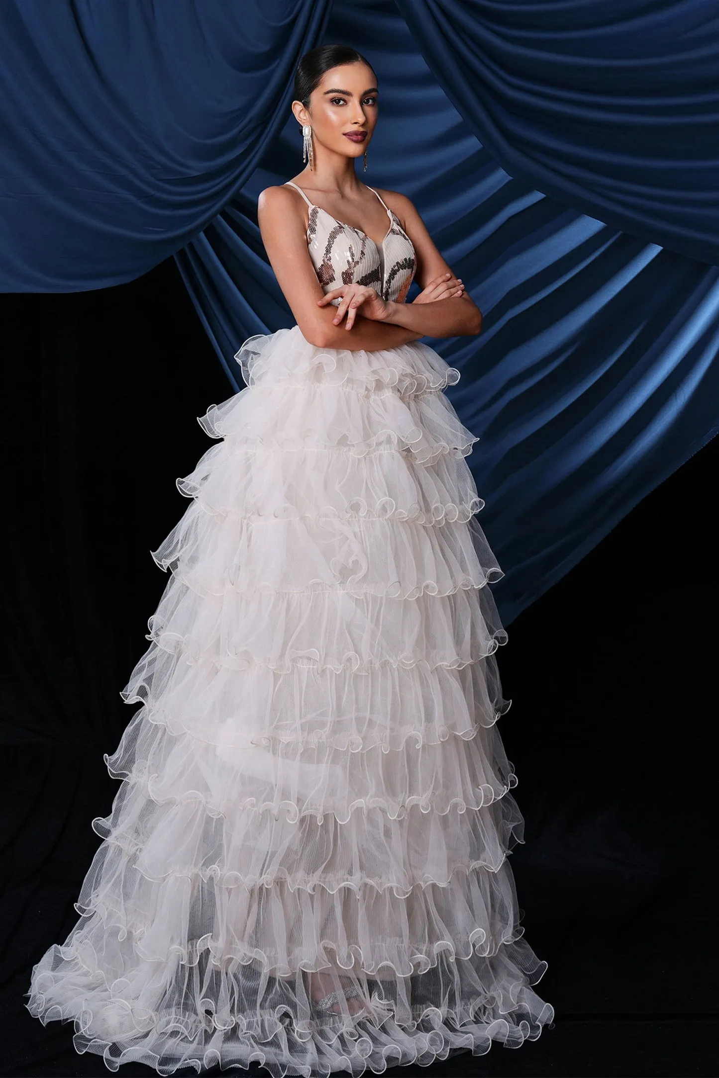 Apricot Tulle Tiers Party Dress