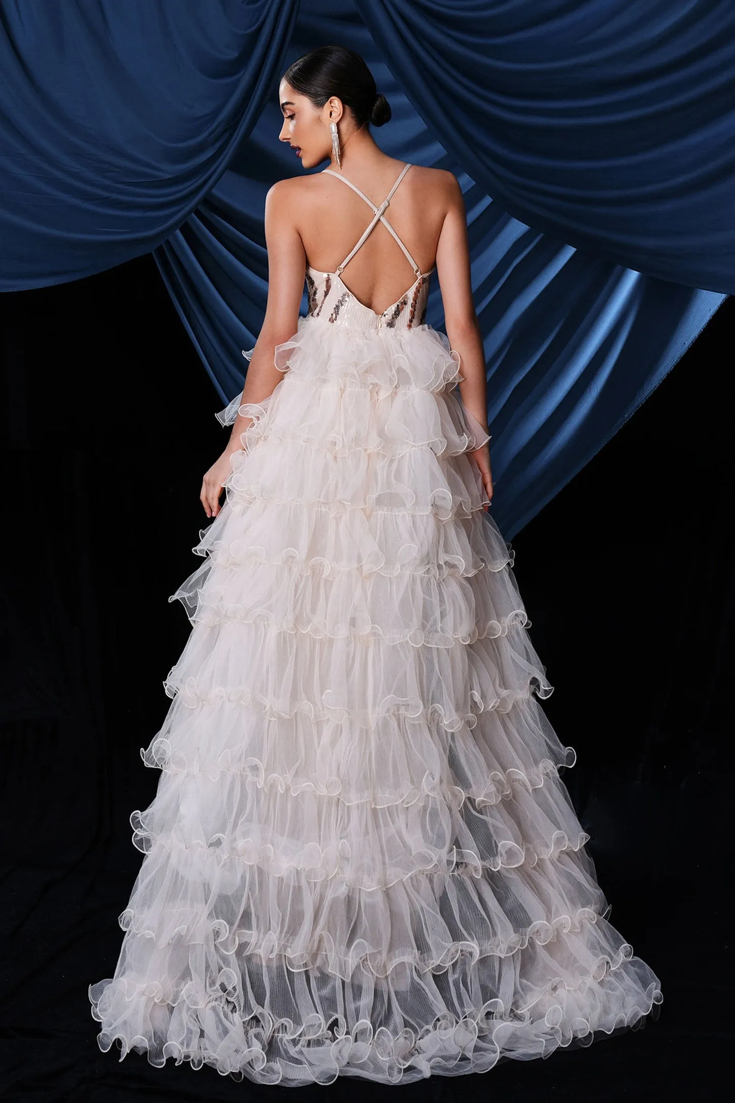 Apricot Tulle Tiers Party Dress