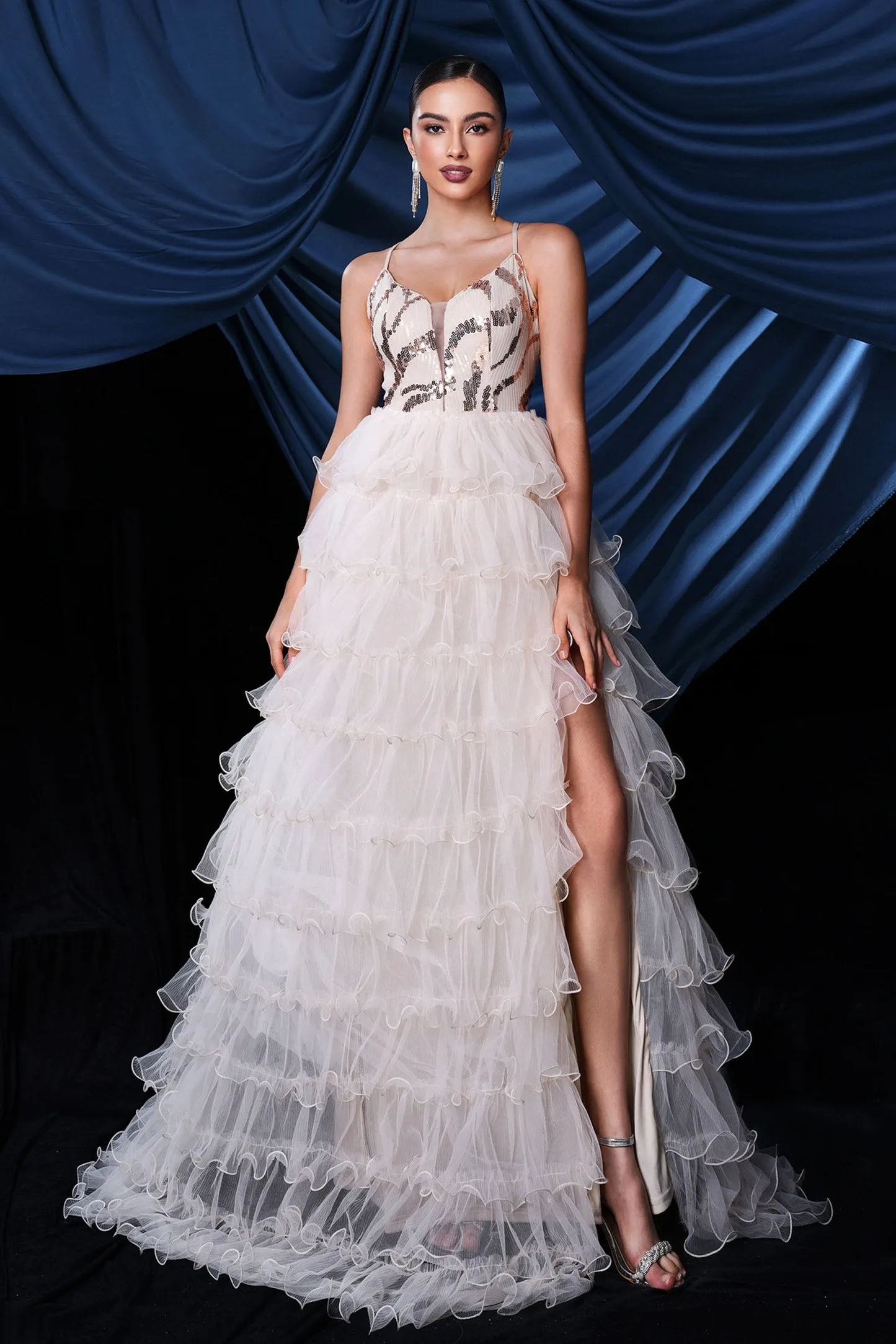Apricot Tulle Tiers Party Dress