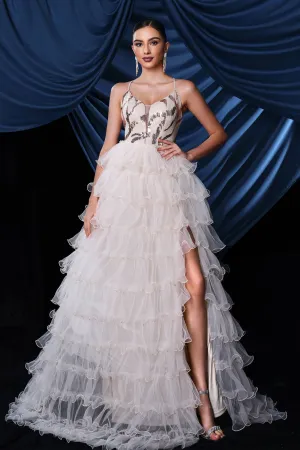 Apricot Tulle Tiers Party Dress