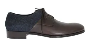 Brown Leather Blue Denim Formal Shoes