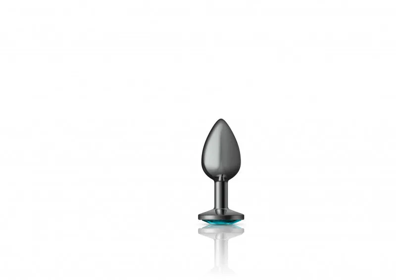 Cheeky Charms - Gunmetal Metal Butt Plug - Round - Teal - Small