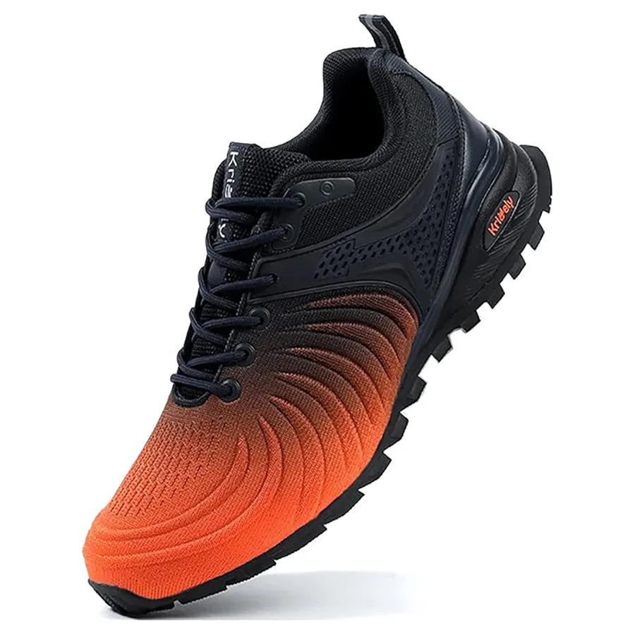 Kricely Mens Trail Running Shoes Breathable Lightweight Anti Slip Hiking Shoes with Vibram Outsole Shock Absorbing Design for Outdoor Trekking Gym Training Standard Fit
