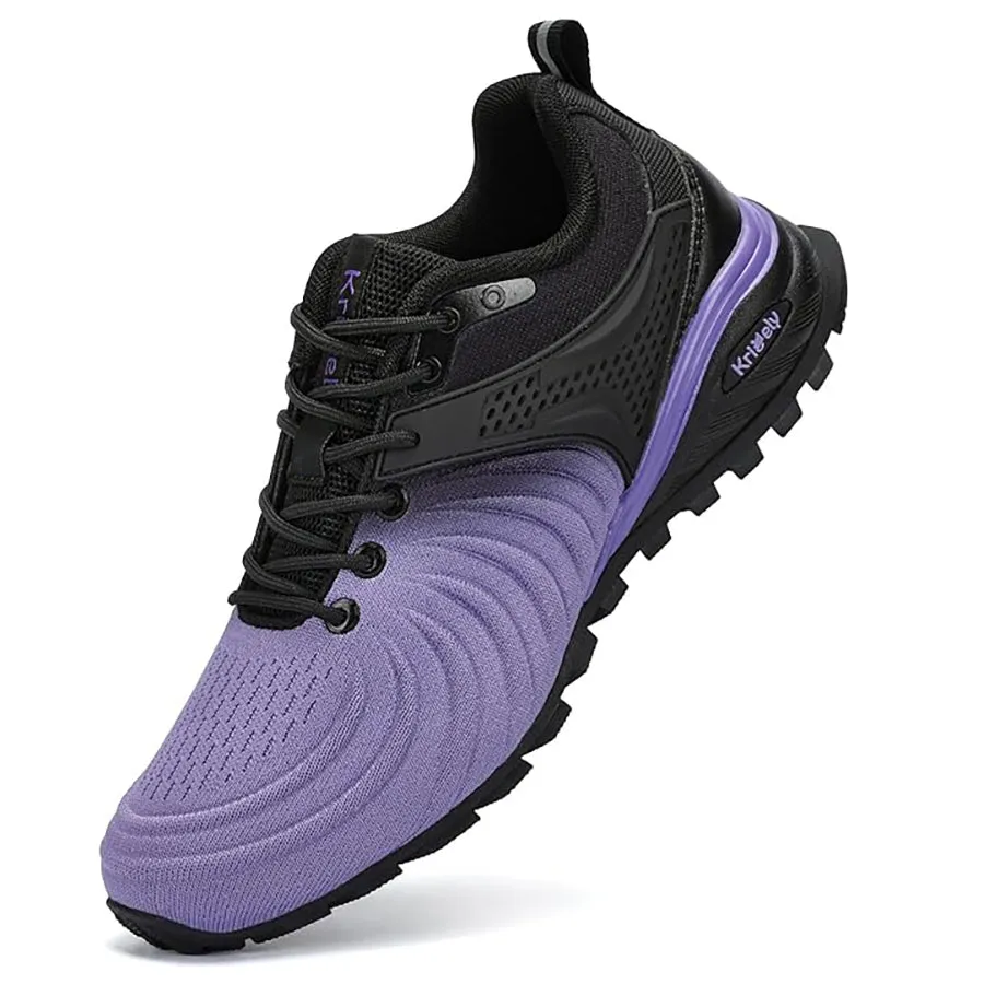 Kricely Mens Trail Running Shoes Breathable Lightweight Anti Slip Hiking Shoes with Vibram Outsole Shock Absorbing Design for Outdoor Trekking Gym Training Standard Fit