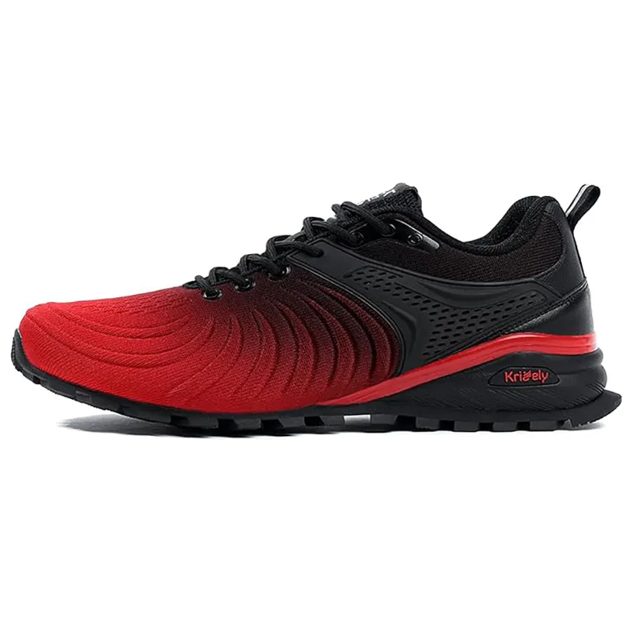 Kricely Mens Trail Running Shoes Breathable Lightweight Anti Slip Hiking Shoes with Vibram Outsole Shock Absorbing Design for Outdoor Trekking Gym Training Standard Fit