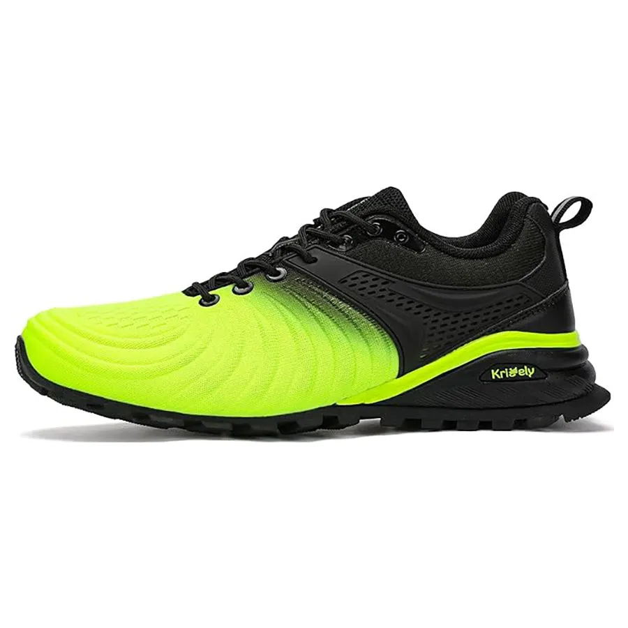 Kricely Mens Trail Running Shoes Breathable Lightweight Anti Slip Hiking Shoes with Vibram Outsole Shock Absorbing Design for Outdoor Trekking Gym Training Standard Fit