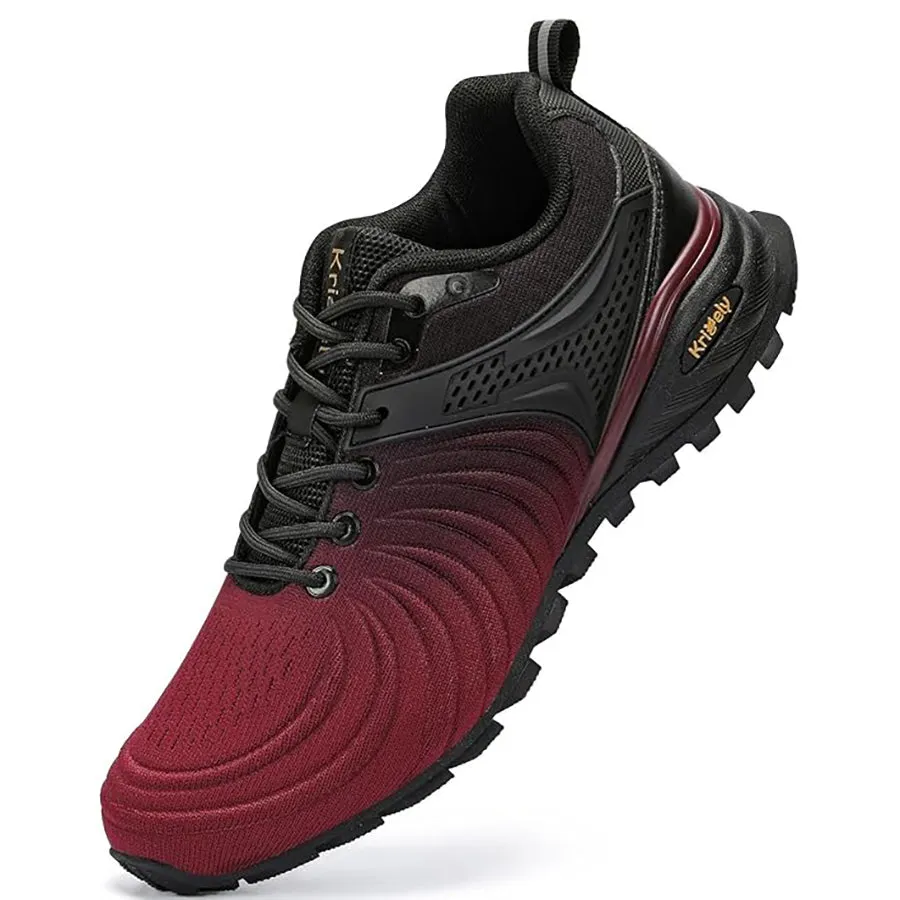 Kricely Mens Trail Running Shoes Breathable Lightweight Anti Slip Hiking Shoes with Vibram Outsole Shock Absorbing Design for Outdoor Trekking Gym Training Standard Fit