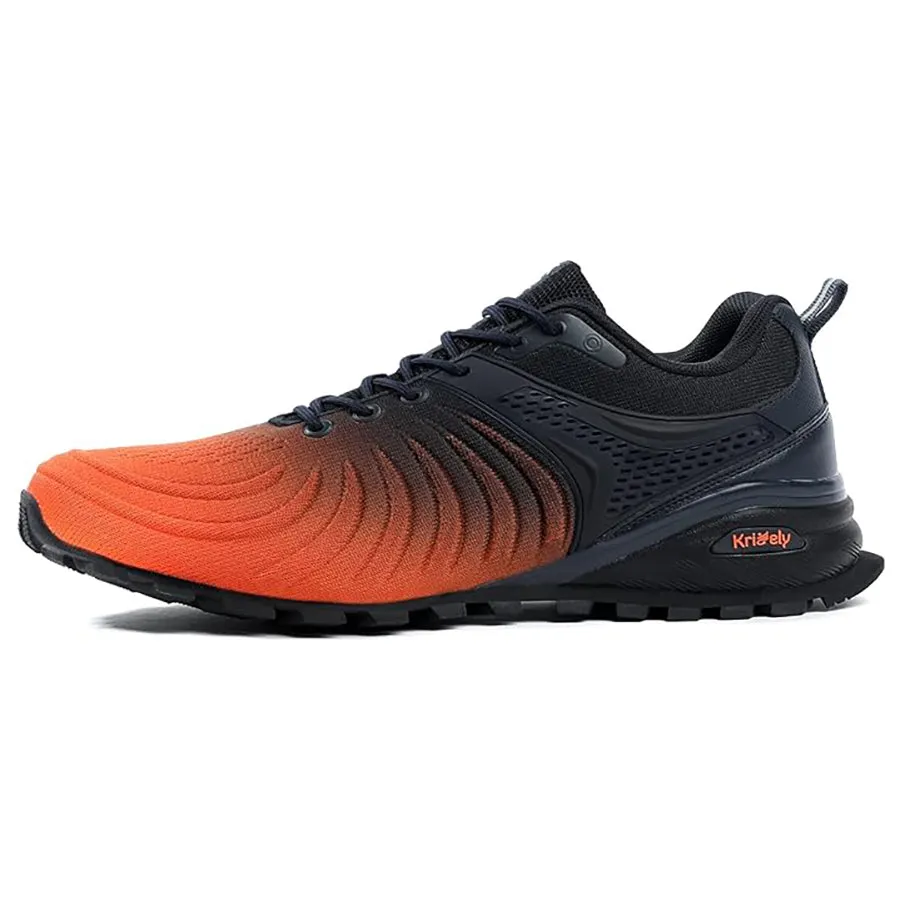 Kricely Mens Trail Running Shoes Breathable Lightweight Anti Slip Hiking Shoes with Vibram Outsole Shock Absorbing Design for Outdoor Trekking Gym Training Standard Fit