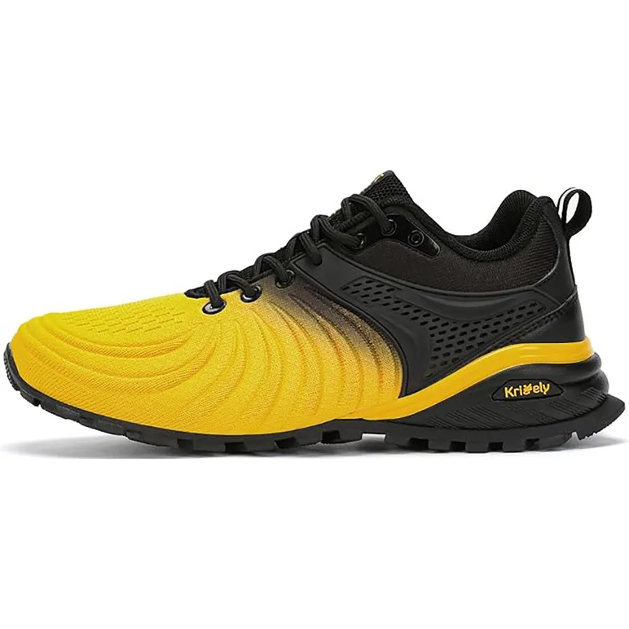 Kricely Mens Trail Running Shoes Breathable Lightweight Anti Slip Hiking Shoes with Vibram Outsole Shock Absorbing Design for Outdoor Trekking Gym Training Standard Fit