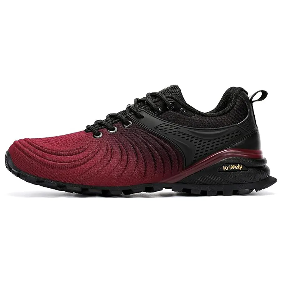 Kricely Mens Trail Running Shoes Breathable Lightweight Anti Slip Hiking Shoes with Vibram Outsole Shock Absorbing Design for Outdoor Trekking Gym Training Standard Fit