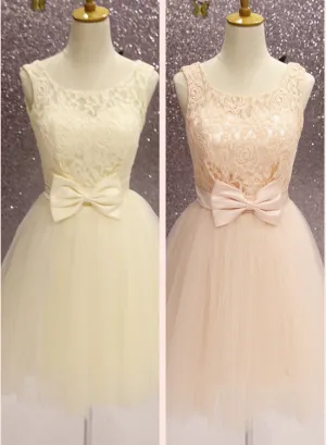 Lovely Tulle Short Formal Dress with Bow, Cute Party Dress