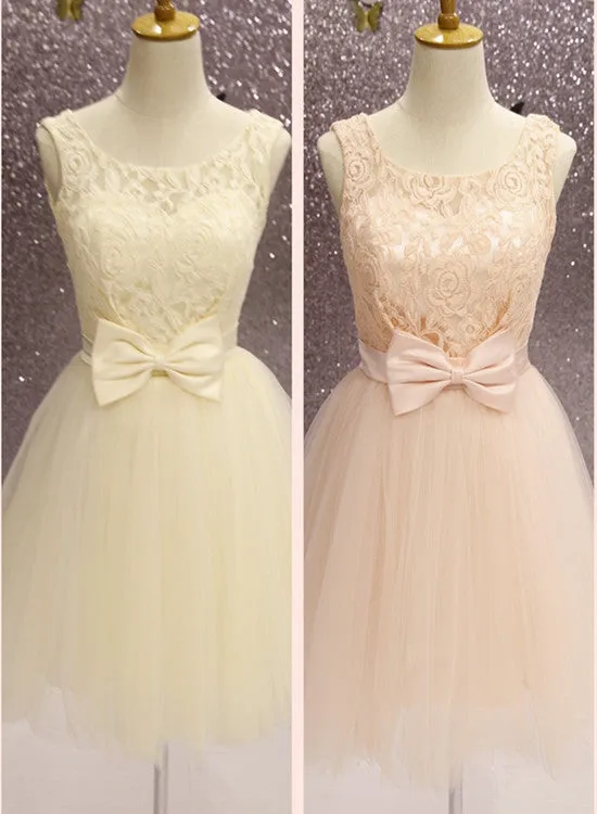 Lovely Tulle Short Formal Dress with Bow, Cute Party Dress