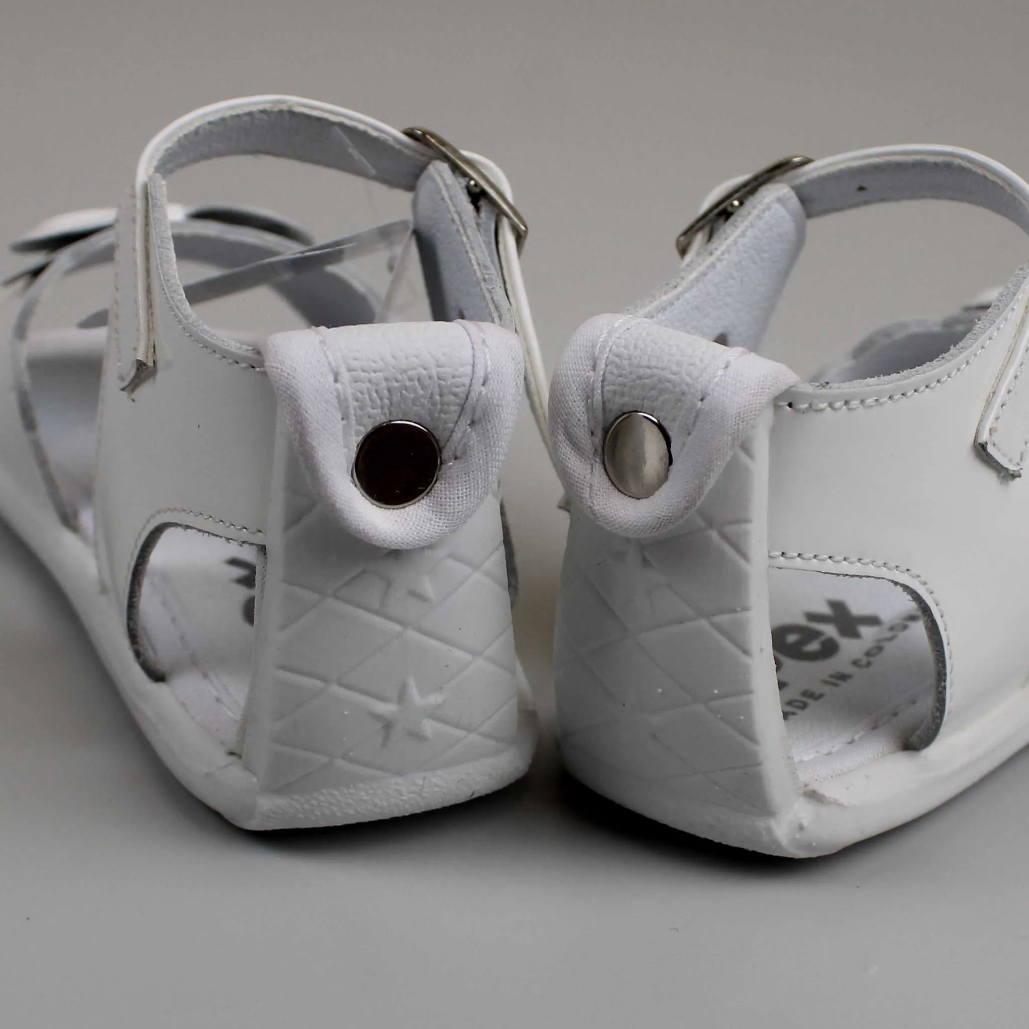Pex Elena First Walker Sandals - Hard Sole White Patent Leather