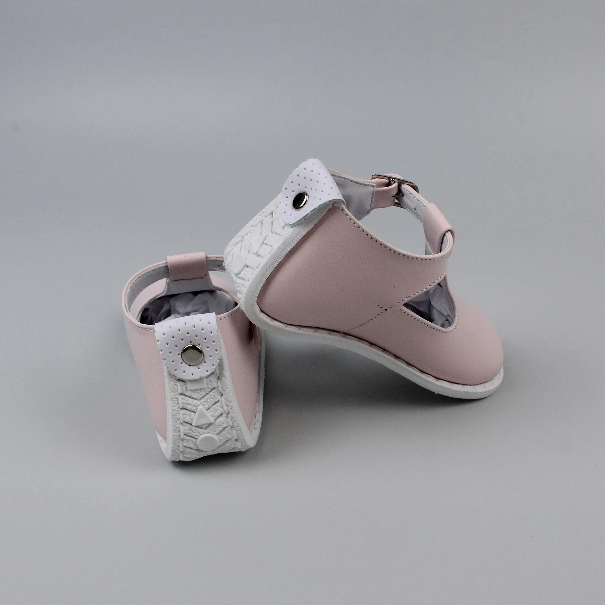 Pex Stef First Walker Shoes - Hard Sole Pink Leather T Bar