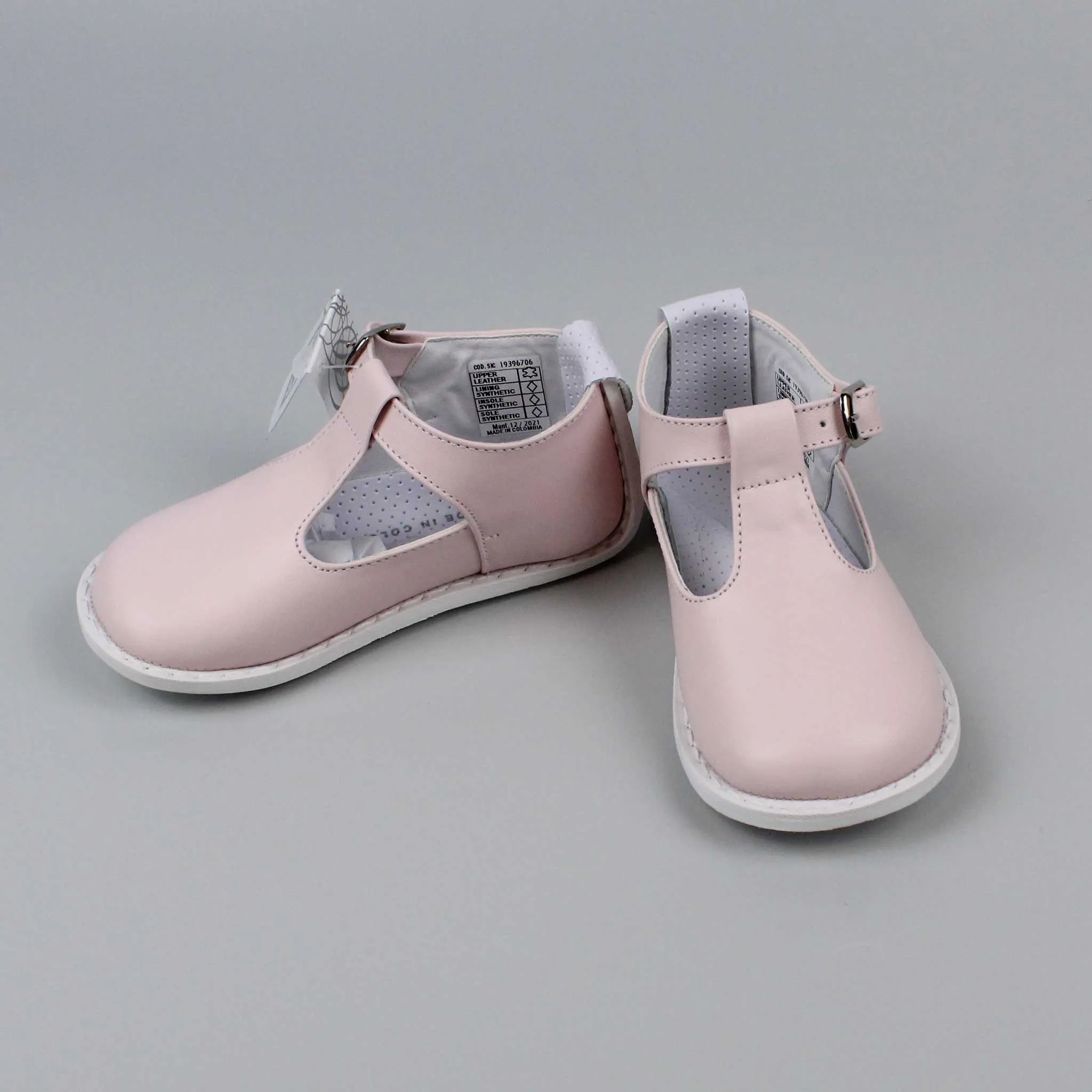 Pex Stef First Walker Shoes - Hard Sole Pink Leather T Bar