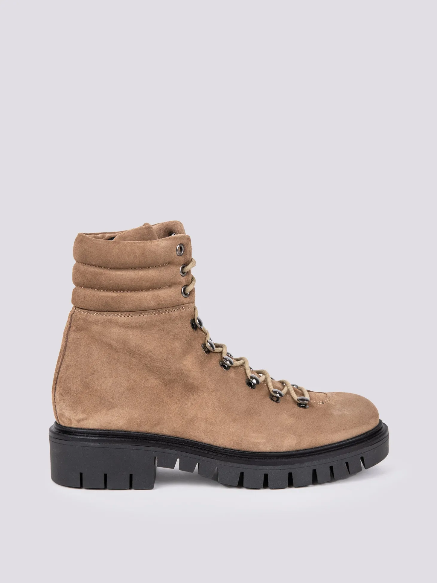 SCARPONCINO ALTO CON ALLACCIO TREKKING IN CAMOSCIO BEIGE