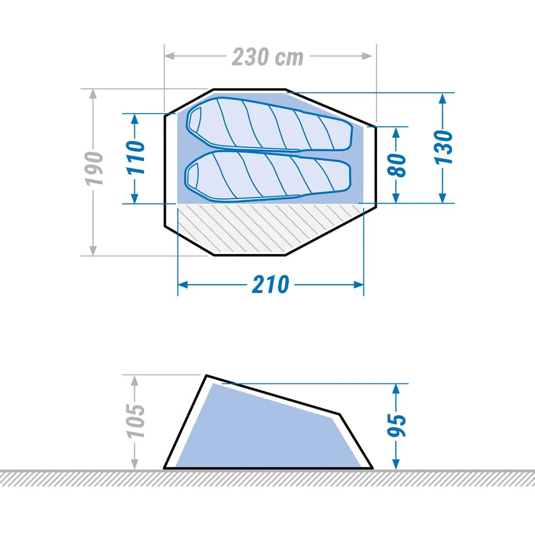 Tente tunnel de trekking - 2 places - MT900 Ultralight