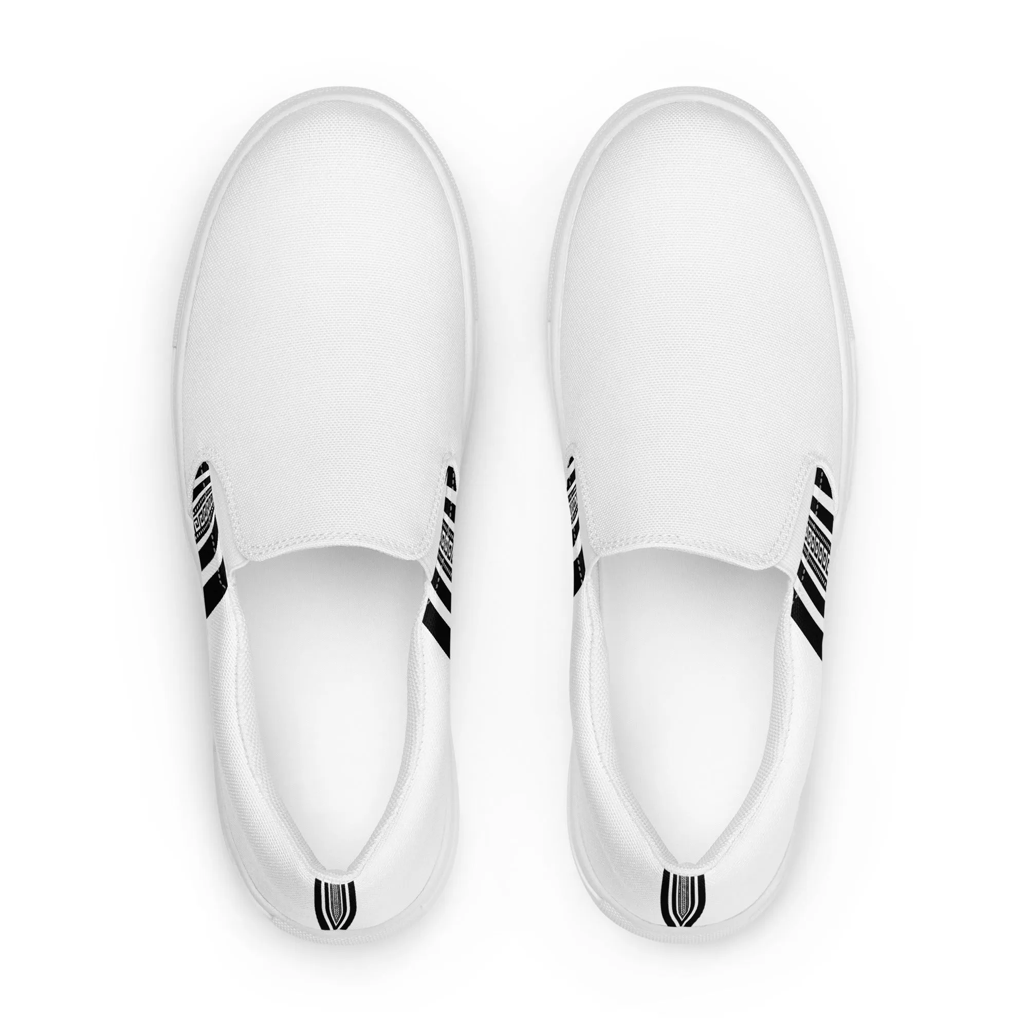 White Black Greek Key Women’s slip-on canvas shoes