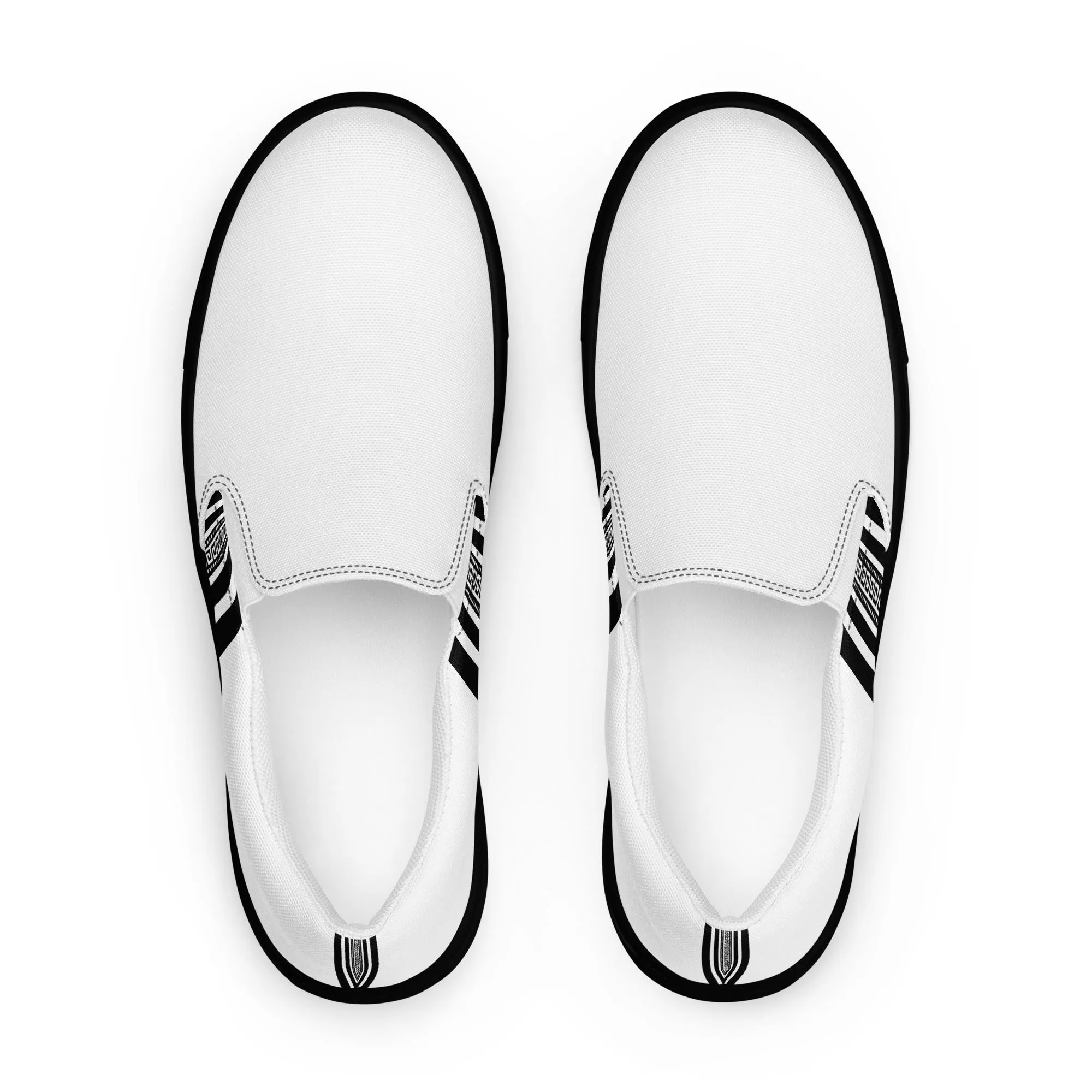 White Black Greek Key Women’s slip-on canvas shoes