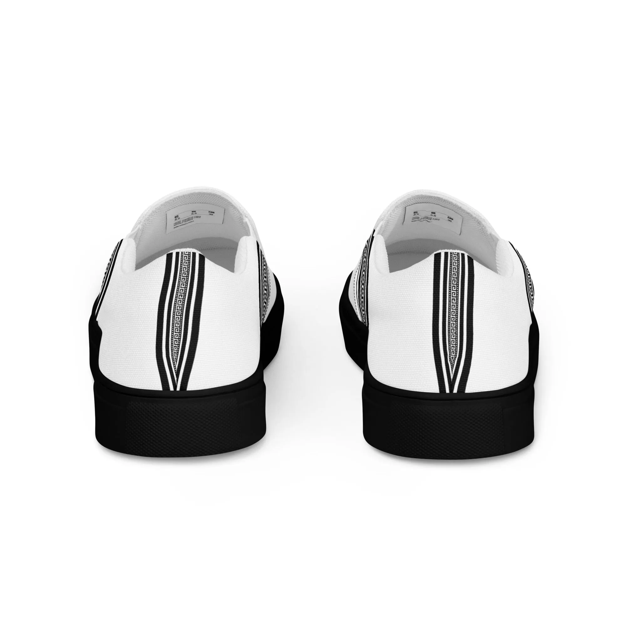 White Black Greek Key Women’s slip-on canvas shoes