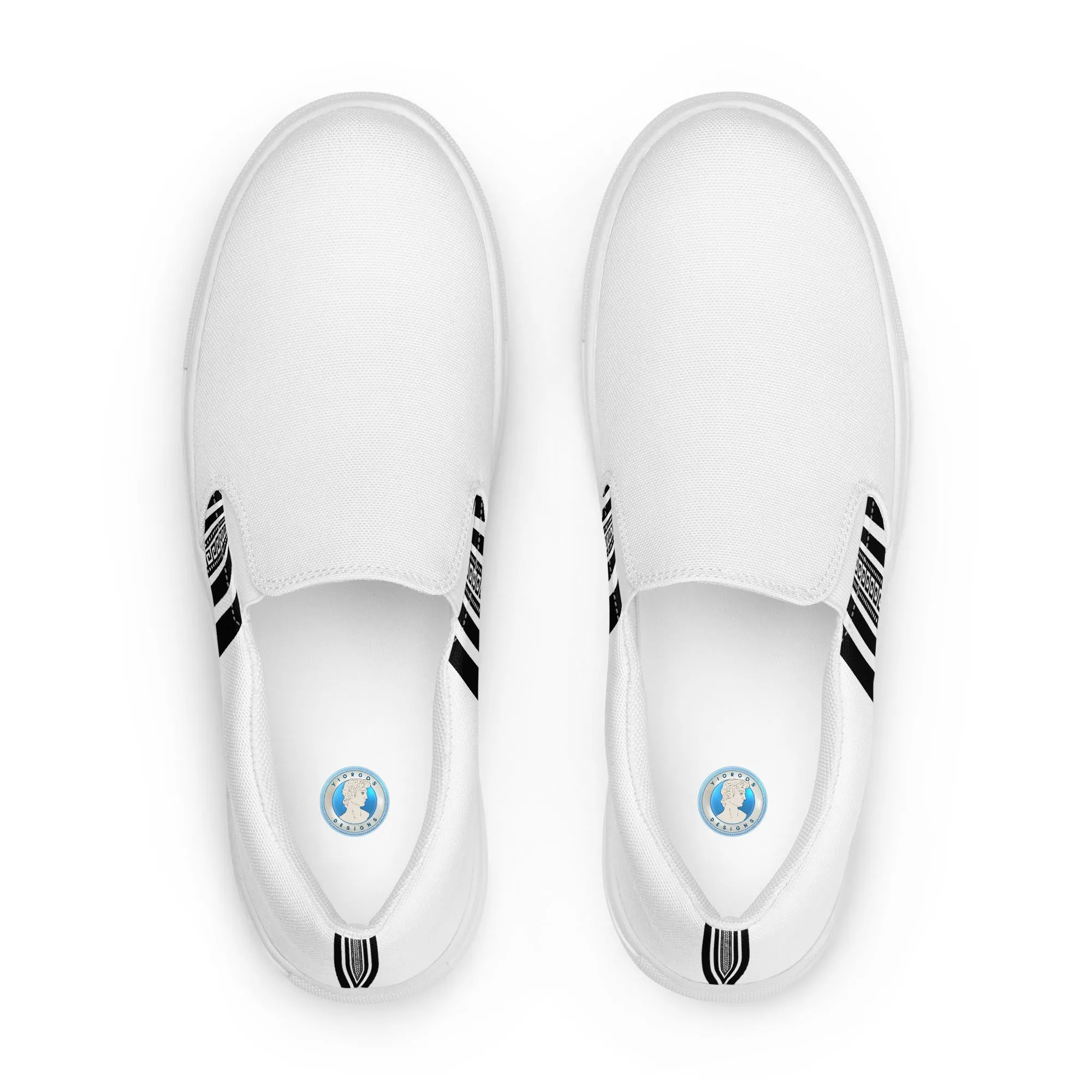 White Black Greek Men’s slip-on canvas shoes