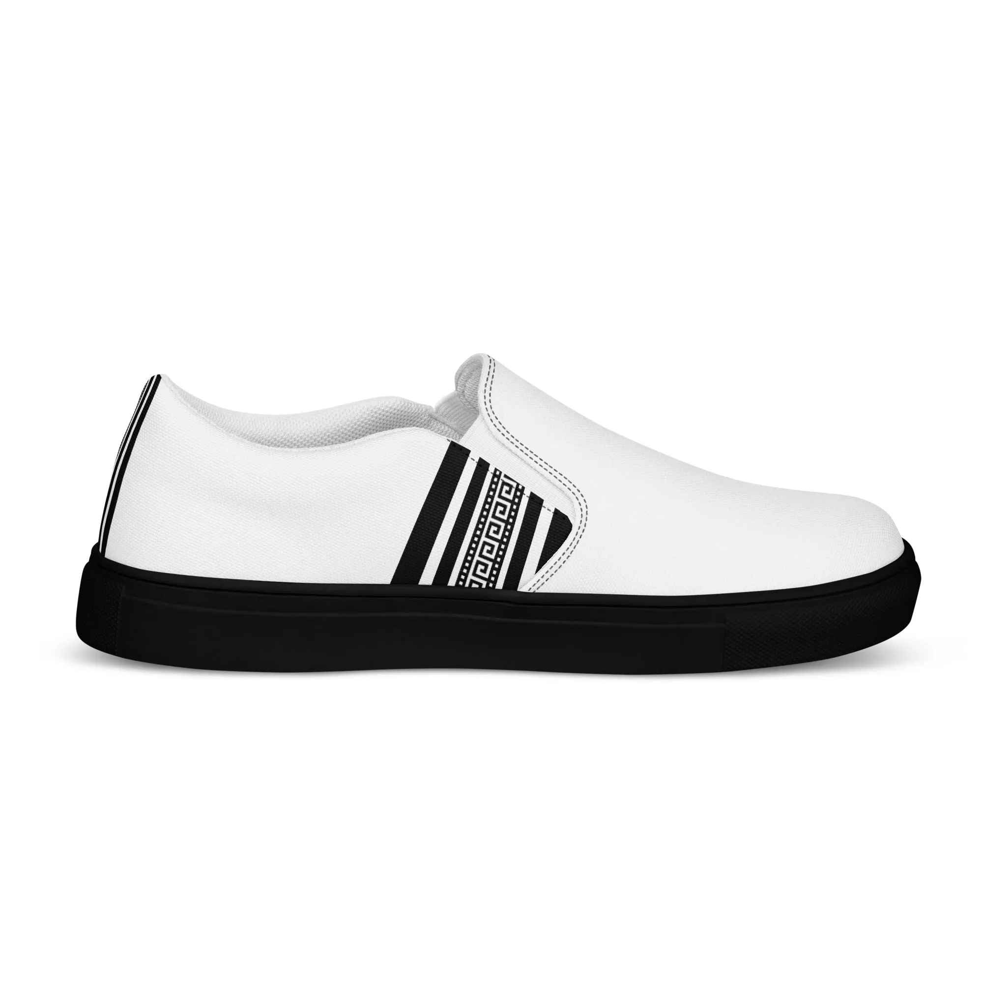 White Black Greek Men’s slip-on canvas shoes