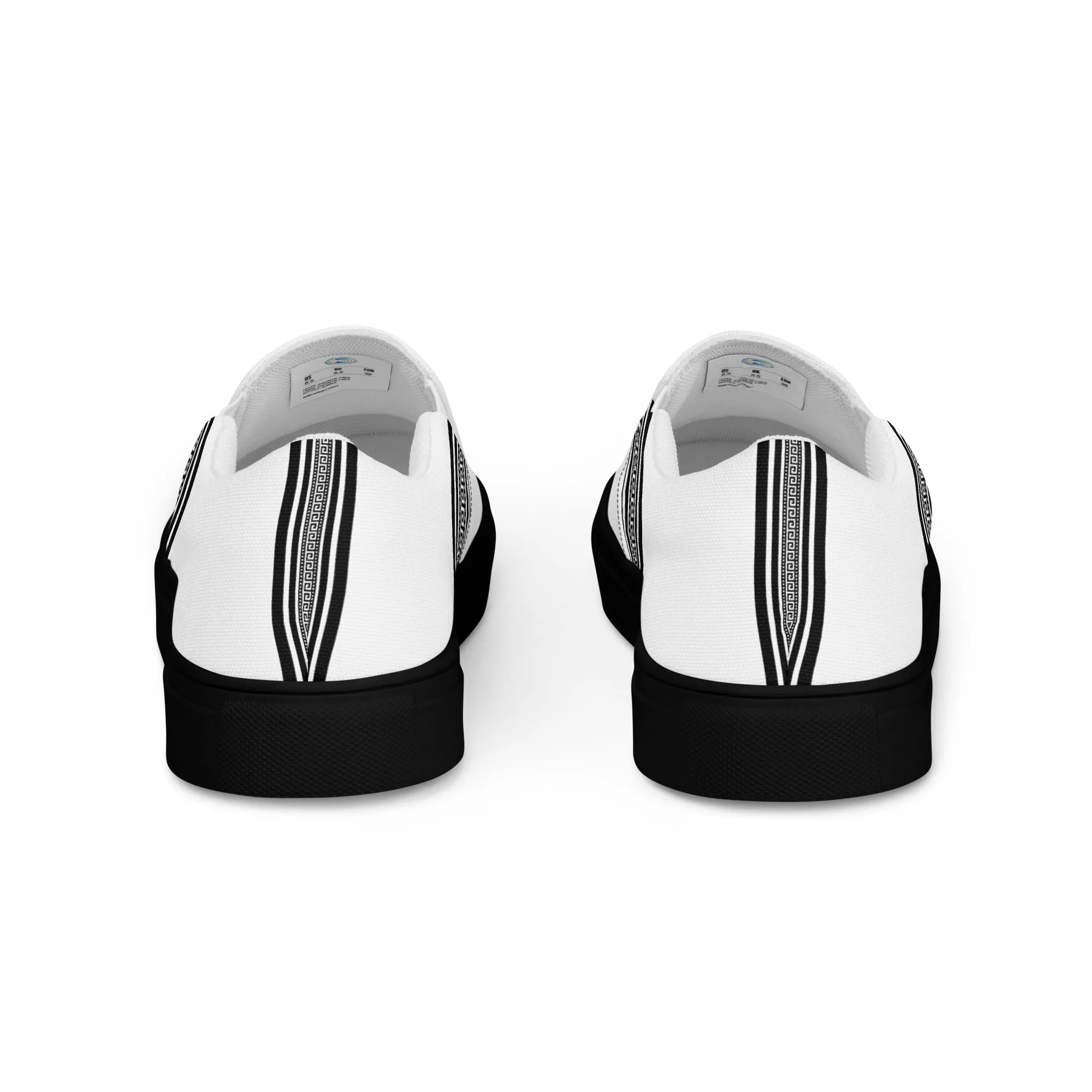 White Black Greek Men’s slip-on canvas shoes