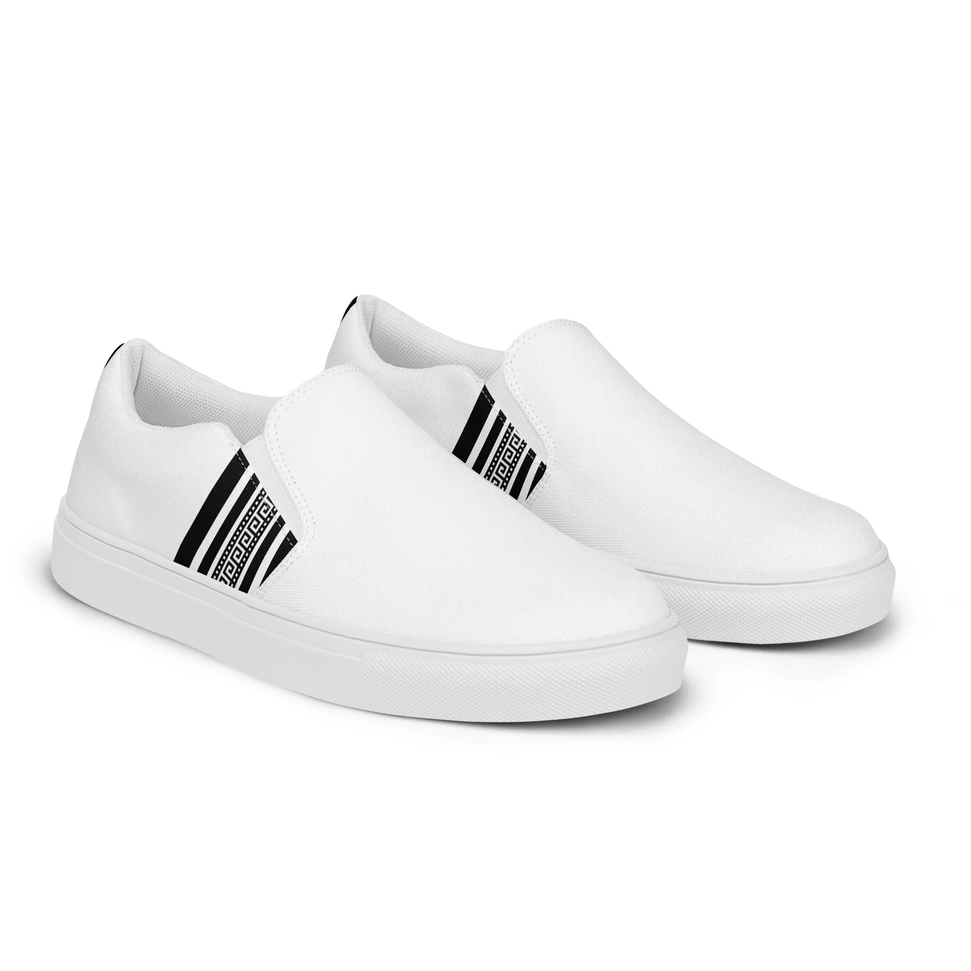 White Black Greek Men’s slip-on canvas shoes