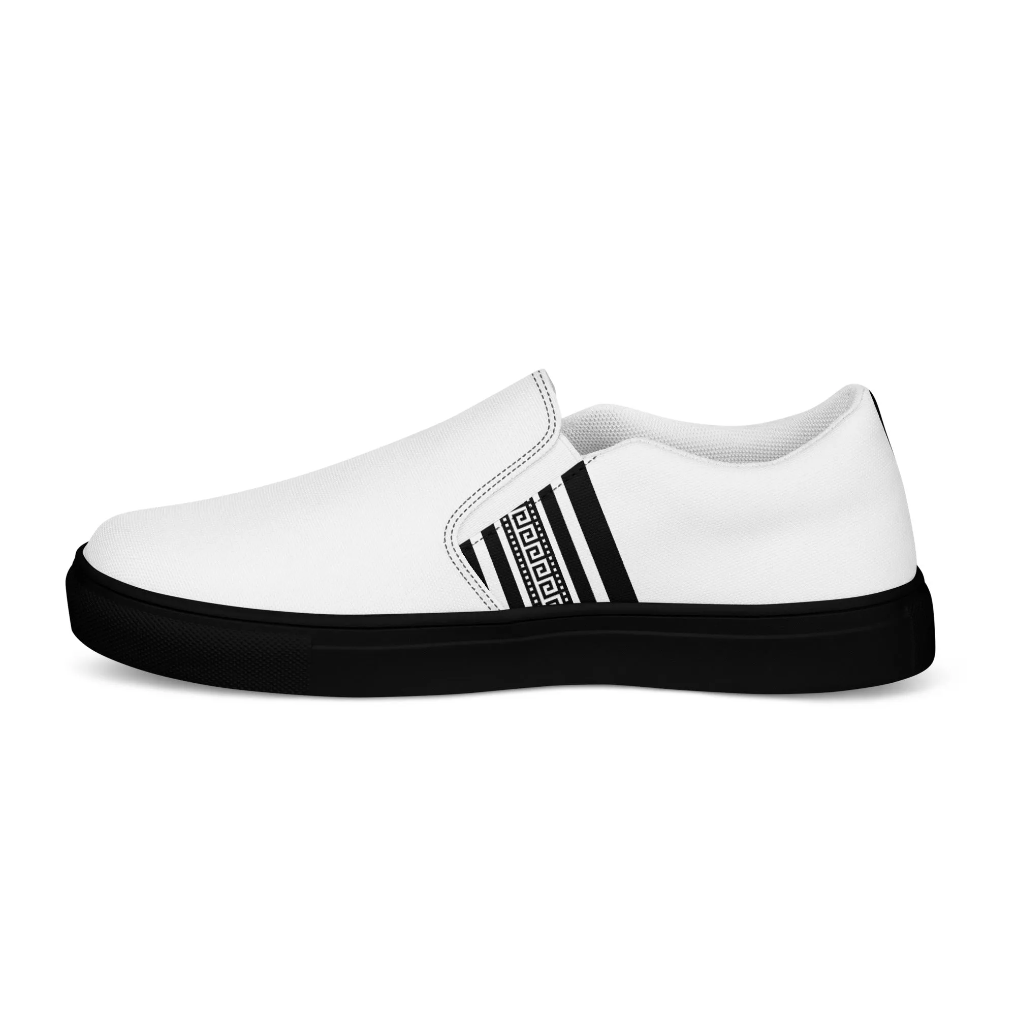 White Black Greek Men’s slip-on canvas shoes