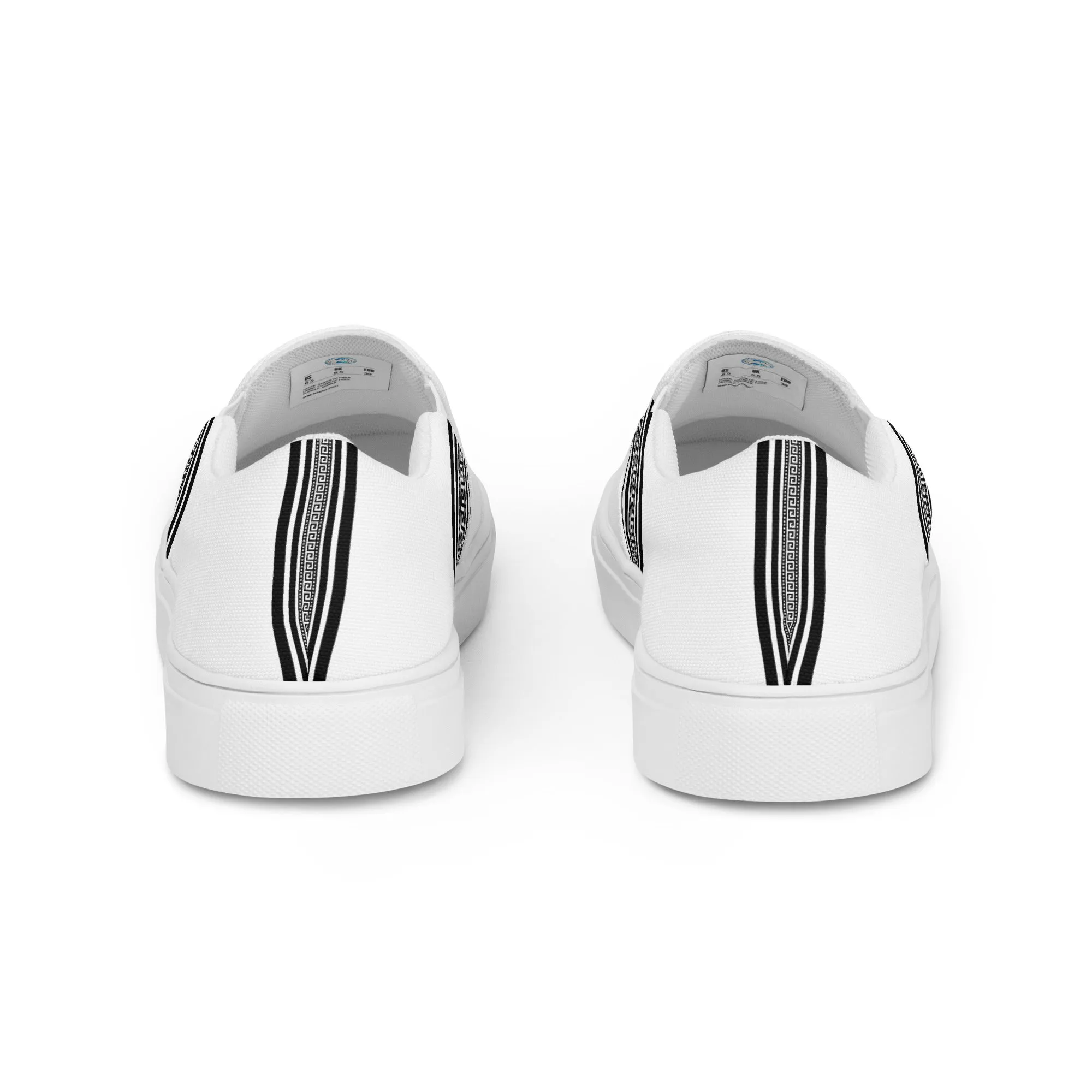 White Black Greek Men’s slip-on canvas shoes