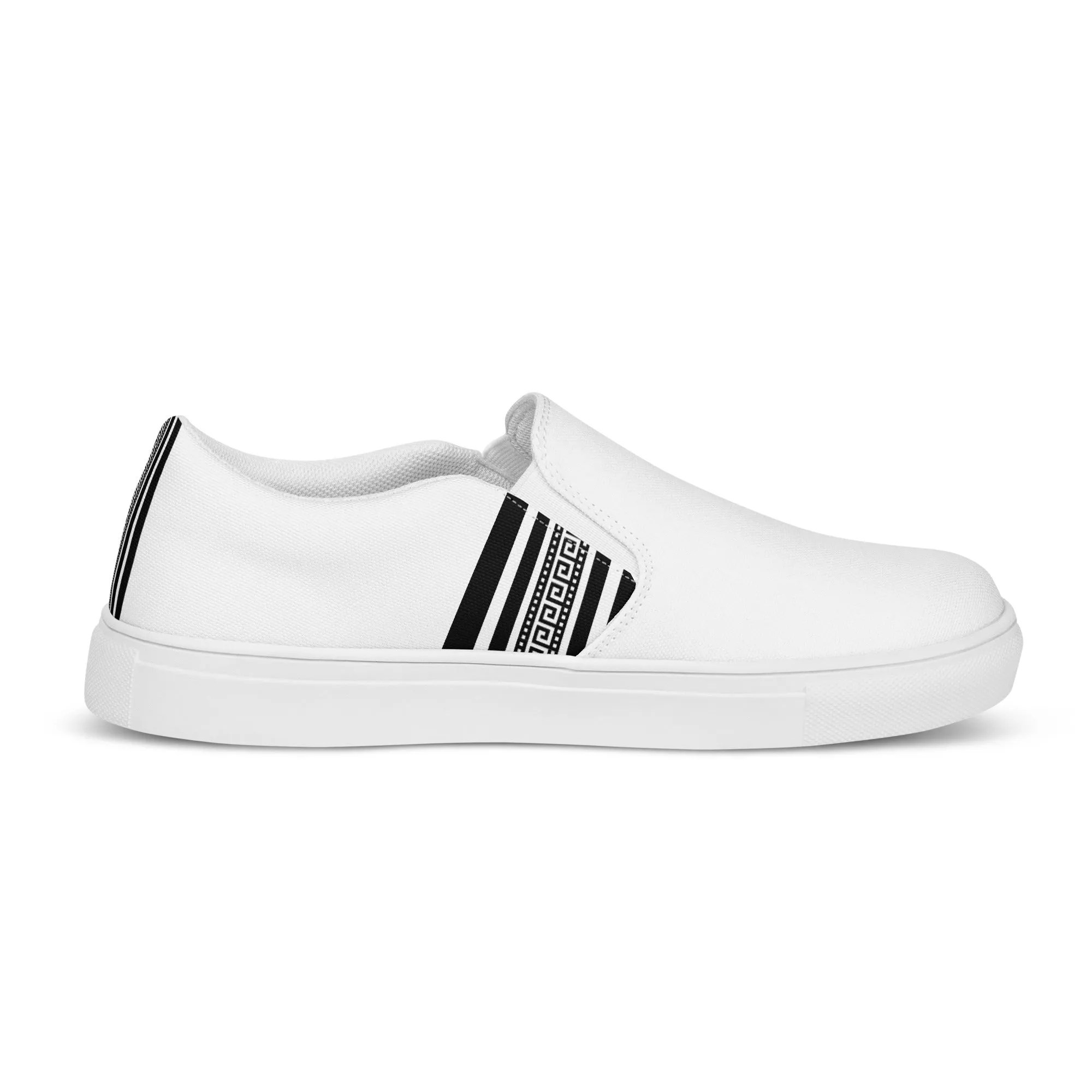 White Black Greek Men’s slip-on canvas shoes
