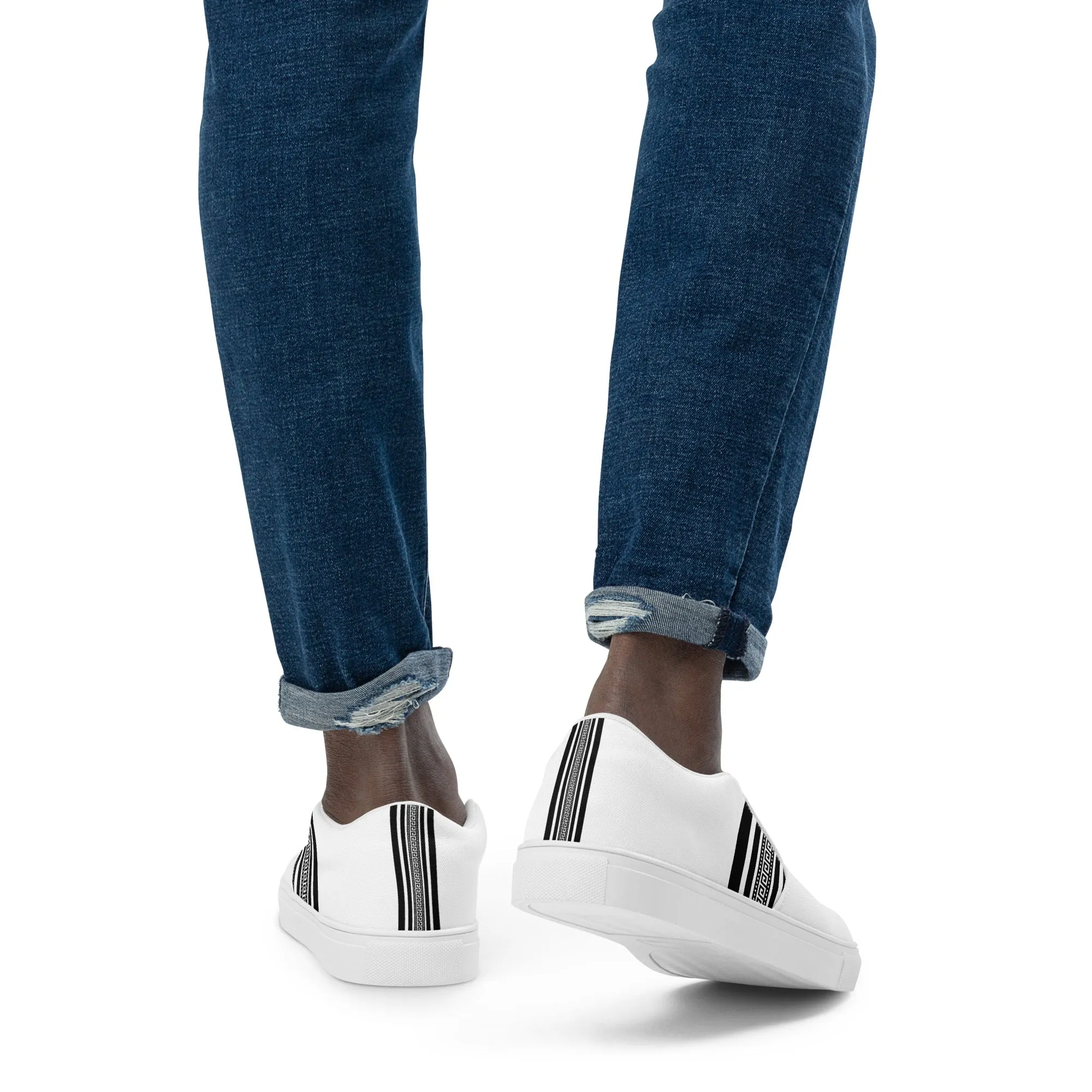 White Black Greek Men’s slip-on canvas shoes