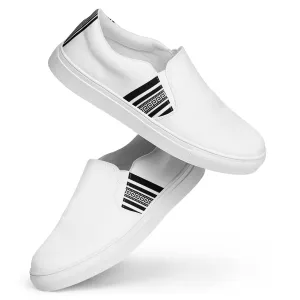 White Black Greek Men’s slip-on canvas shoes