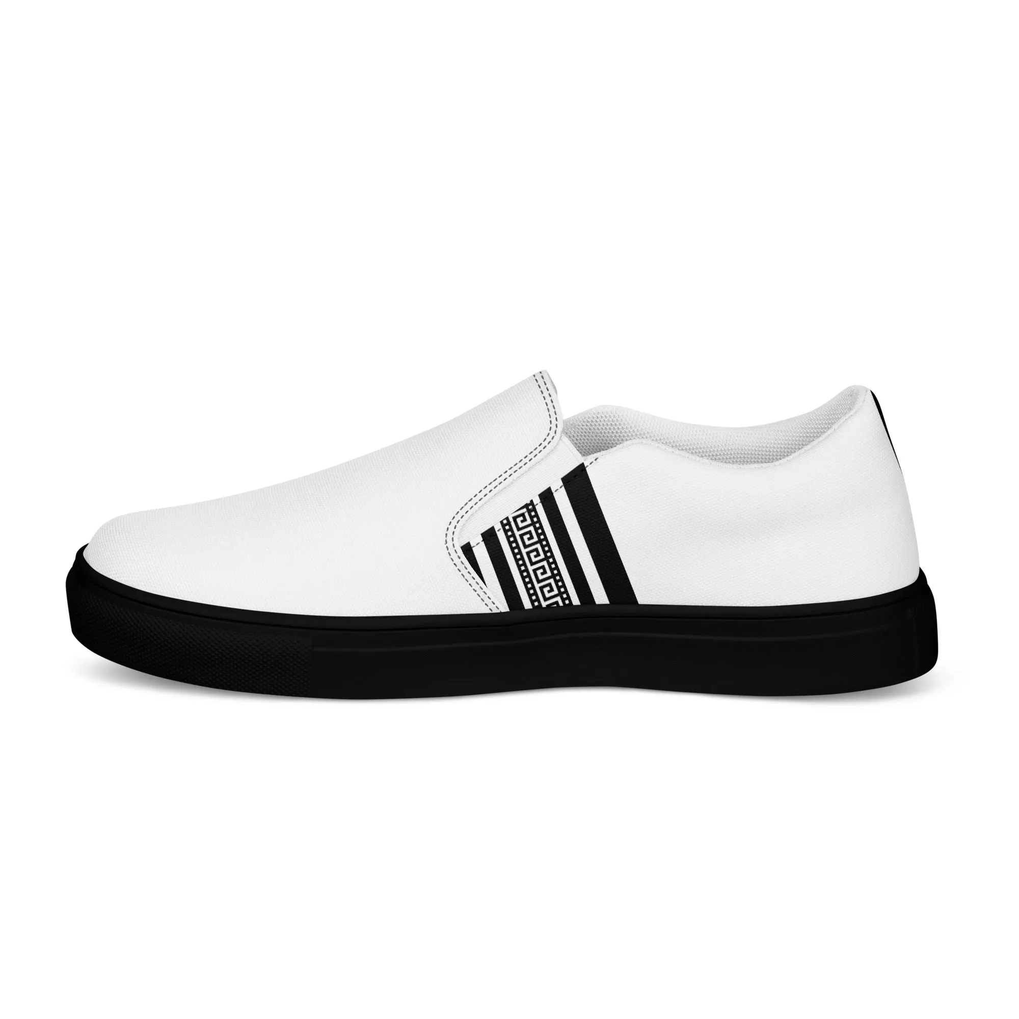 White Black Greek Men’s slip-on canvas shoes