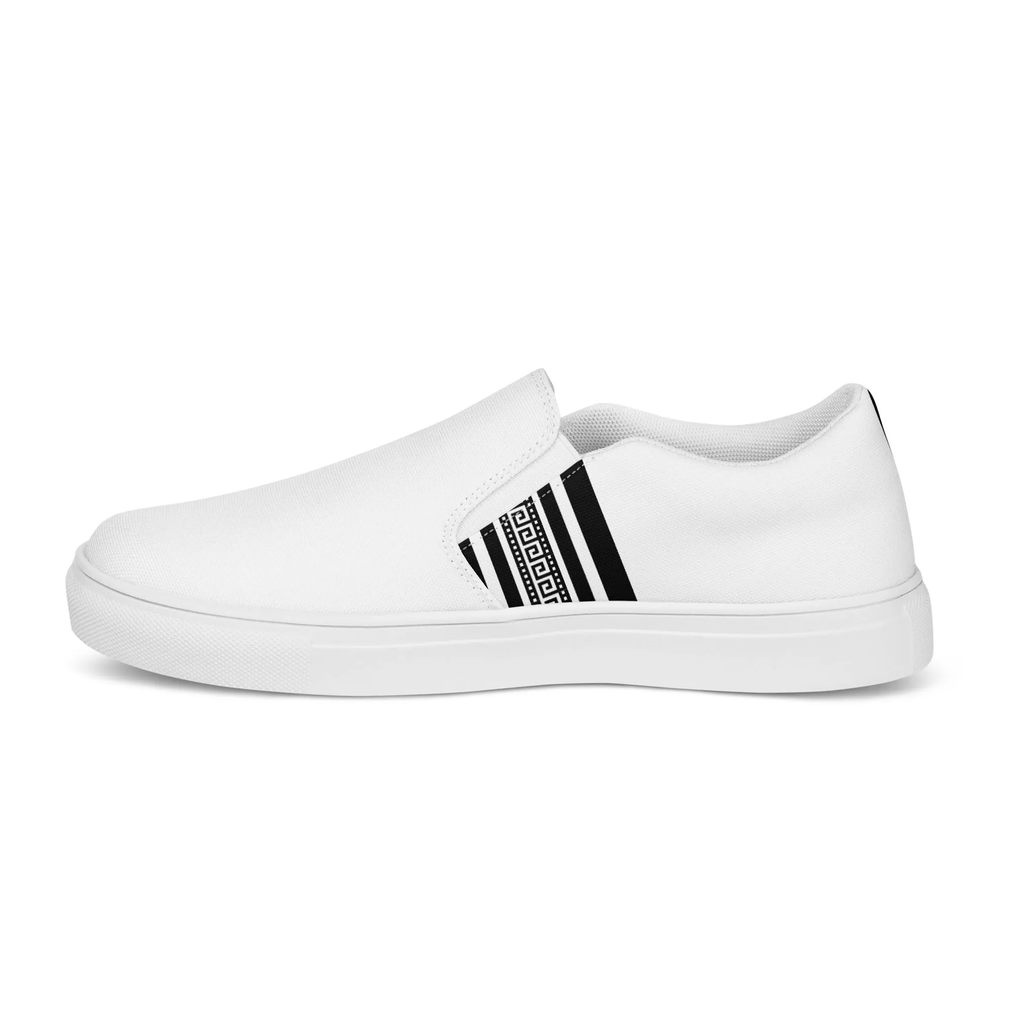 White Black Greek Men’s slip-on canvas shoes
