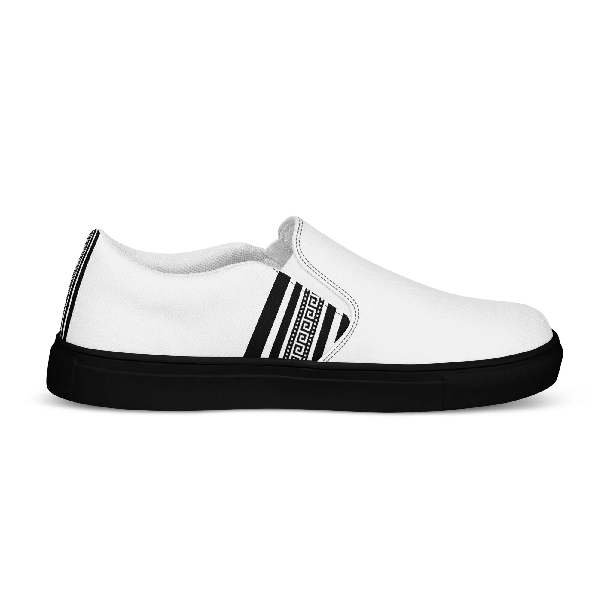 White Black Greek Men’s slip-on canvas shoes
