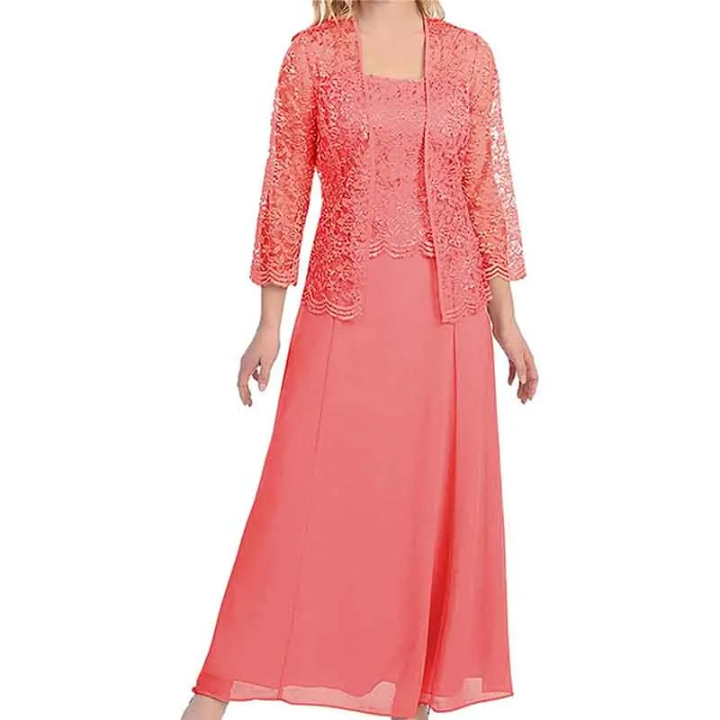 Womens Lace Mother of The Bride Dress Formal Gowns two pieces