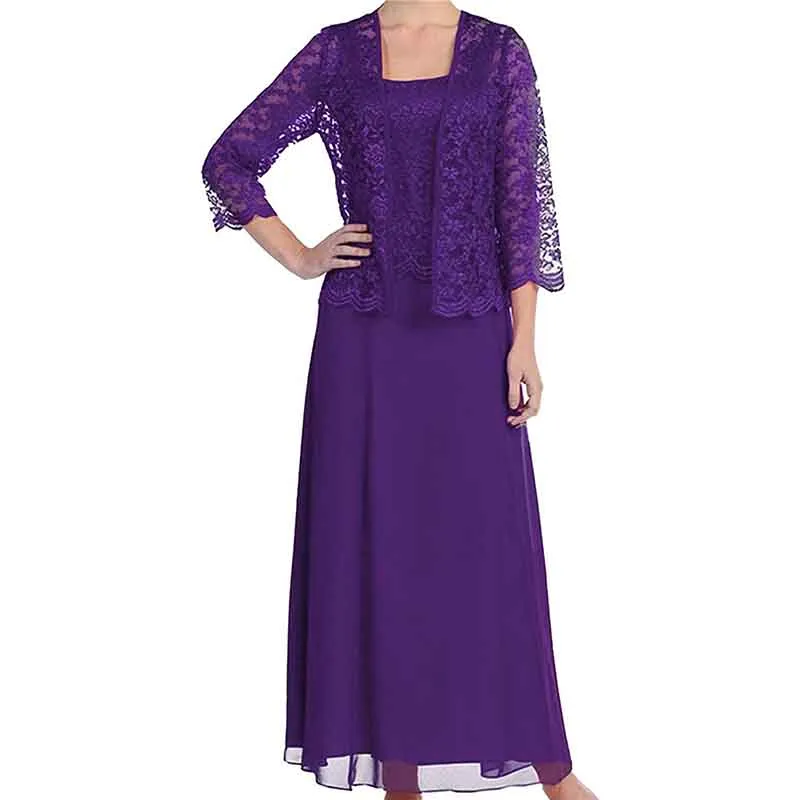 Womens Lace Mother of The Bride Dress Formal Gowns two pieces