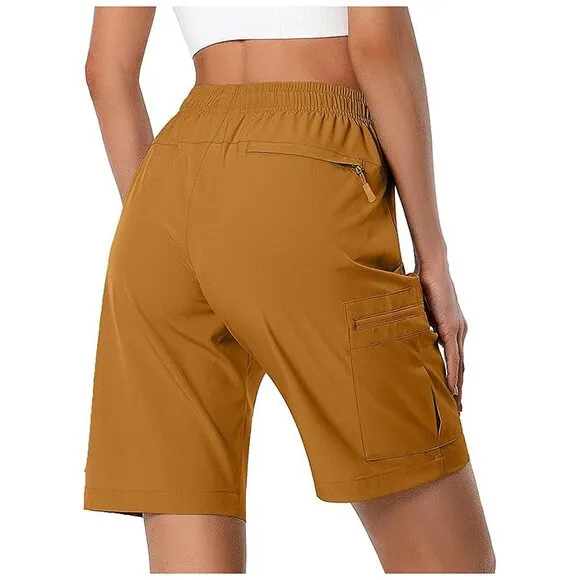 Women's Lightweight Hiking Cargo Shorts Quick Dry Athletic Shorts , Brass