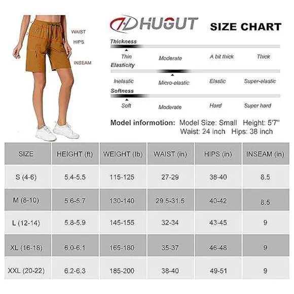 Women's Lightweight Hiking Cargo Shorts Quick Dry Athletic Shorts , Brass